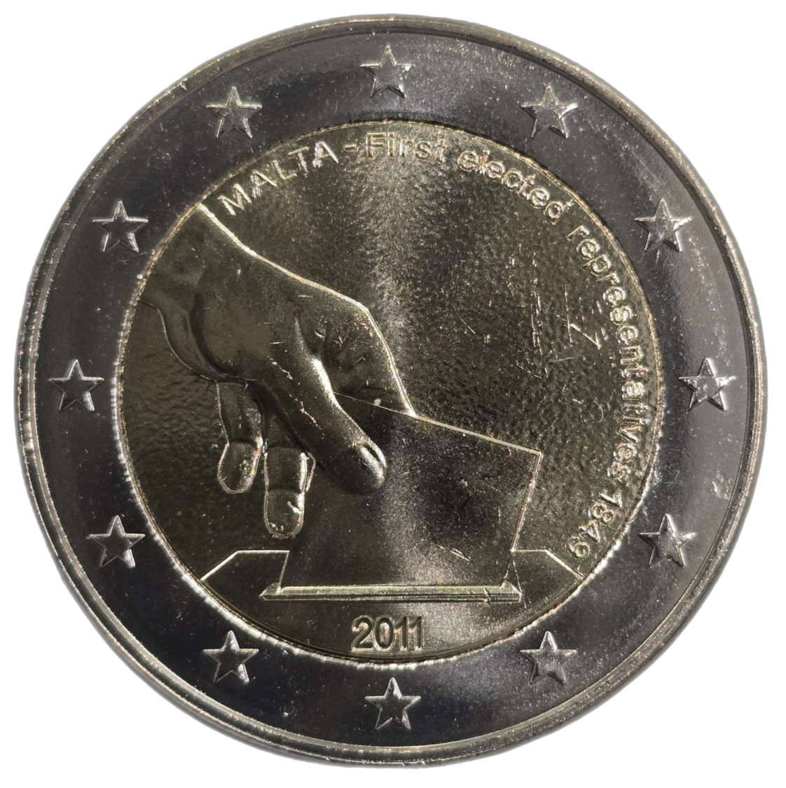 2 euros conmemorativa Historia constitucional. Primera elección de representantes en 1849 Año 2011